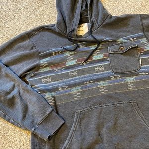 Men’s Vans Size M Grey Hoodie Sweatshirt with Tribal Print and Pocket